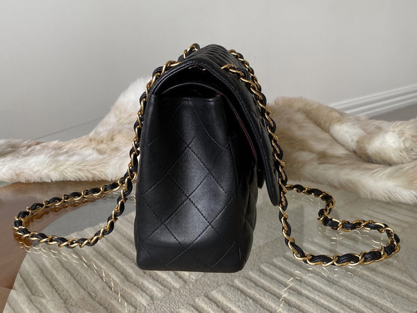 Chanel Black Lambskin Jumbo Classic Double Flap GHW
