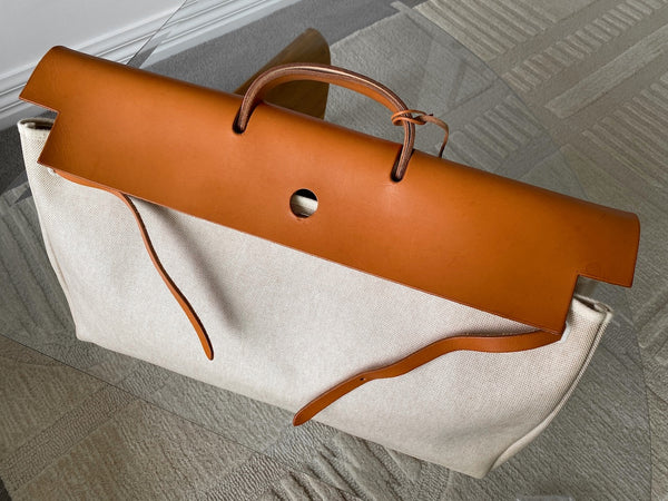 Hermès Toile Naturel & Vache Hunter Herbag Cabine 50
