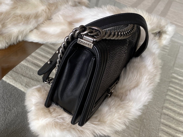 Chanel Black Galuchat Medium Boy Bag RHW