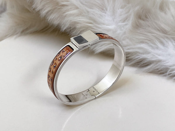 Hermès Solid Sterling Silver & Enamel Clic-Clac Bracelet PM