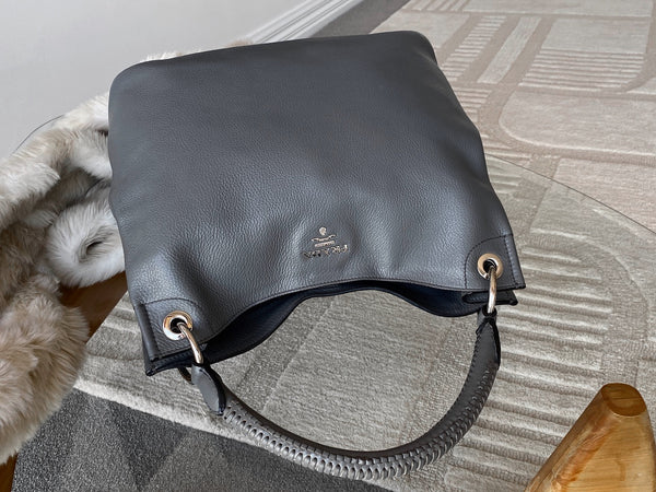 Prada Grey Vitello Daino Hobo