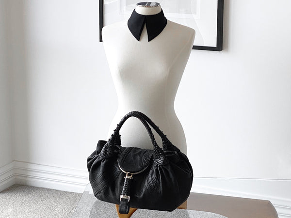 Fendi Black Drummed Nappa Leather Spy Bag