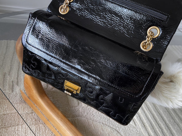 Chanel LE Black Patent Puzzle 2.55 Reissue 225 Double Flap AGHW