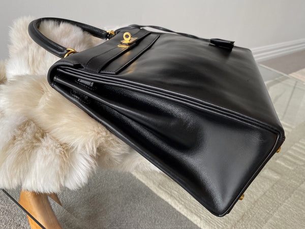 Hermès Noir Box Kelly 35 GHW