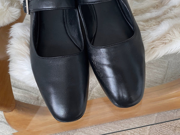 The Row Black Satin Nappa Leather Ava Mary Jane | Sz38