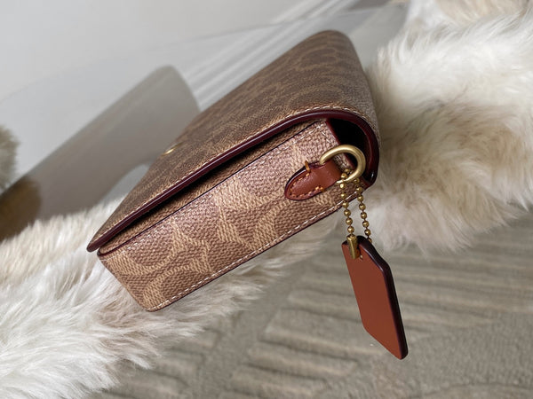 Coach Brass/Tan Caramel Signature Canvas Mila Crossbody | BNIB