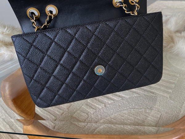 Chanel Black Caviar Medium CC Filigree Flap