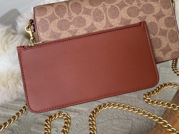 Coach Brass/Tan Caramel Signature Canvas Mila Crossbody | BNIB