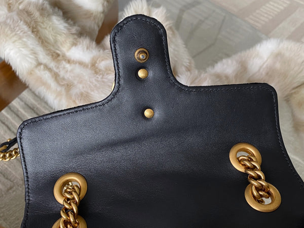 Gucci LE Black Matelassé Chevron Velvet Mini Beaded GG Marmont | BNIB