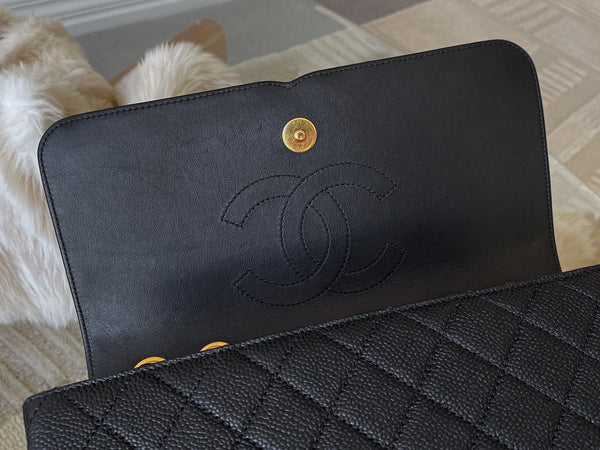 Chanel Black Caviar Medium CC Filigree Flap