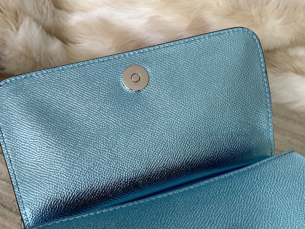 Dolce&Gabbana Metallic Blue Dauphine Small Miss Sicily