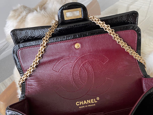 Chanel LE Black Patent Puzzle 2.55 Reissue 225 Double Flap AGHW