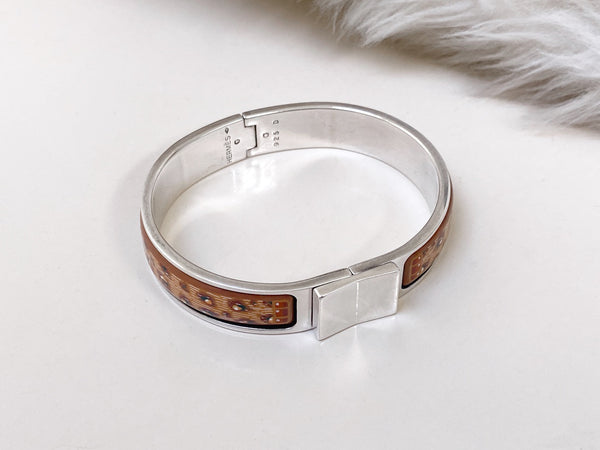 Hermès Solid Sterling Silver & Enamel Clic-Clac Bracelet PM