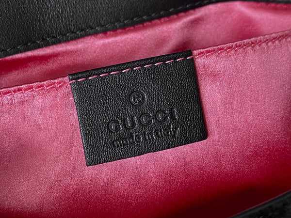 Gucci LE Black Matelassé Chevron Velvet Mini Beaded GG Marmont | BNIB