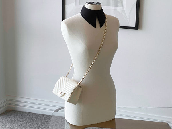 Chanel Ivory Lambskin Mini Classic Flap Bag