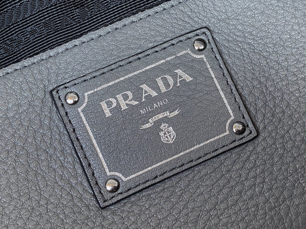 Prada Grey Vitello Daino Hobo