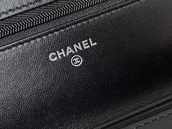 Chanel Black Lambskin Classic Wallet on Chain