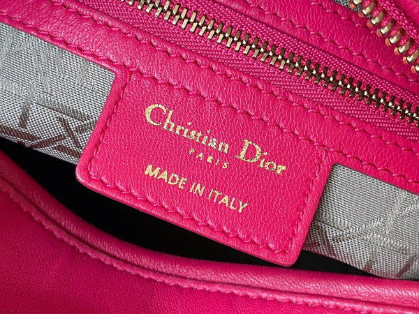 Dior Fuchsia Cannage Lambskin Medium Lady Dior