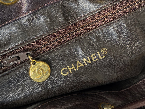 Chanel Brown Suede Drawstring Bucket Bag