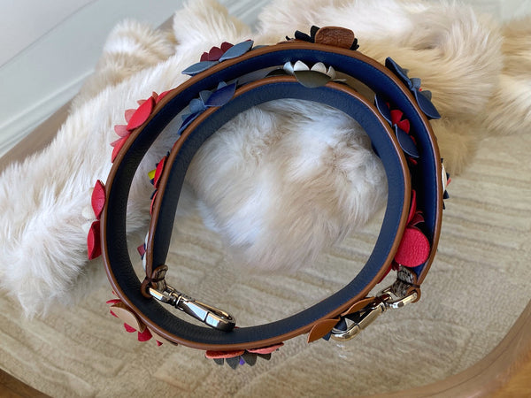 Fendi Elaphe & Vitello Dolce Nappa Studded Flowerland Strap You