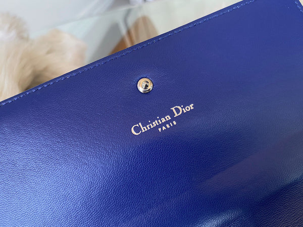 Christian Dior Bleu de Nuit Calfskin Diorama Wallet on Chain