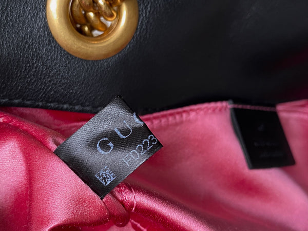 Gucci LE Black Matelassé Chevron Velvet Mini Beaded GG Marmont | BNIB