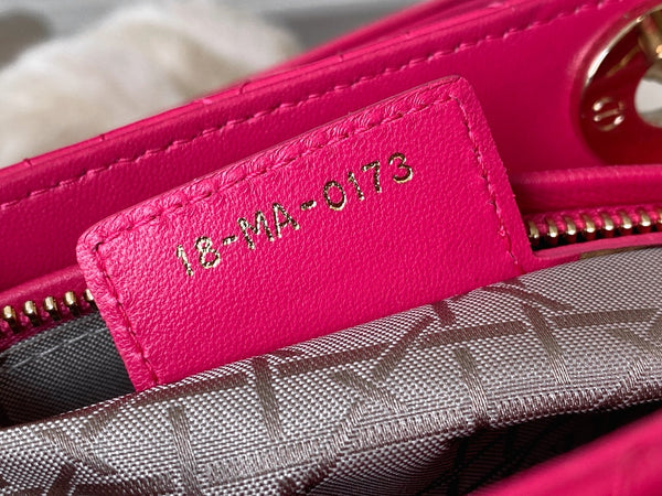Dior Fuchsia Cannage Lambskin Medium Lady Dior