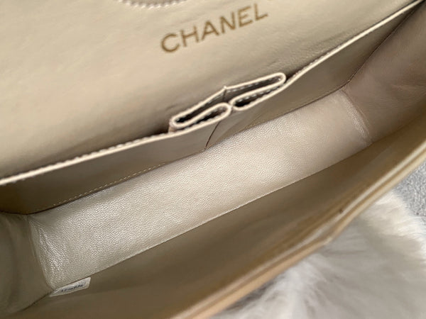 Chanel Beige Lambskin Classic Double Flap