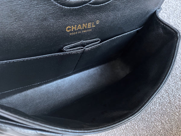 Chanel Black Lambskin Chevron Medium Classic Double Flap AGHW