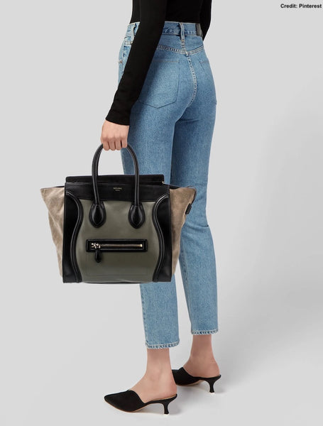 Céline Calfskin & Suede Tricolour Mini Luggage Tote