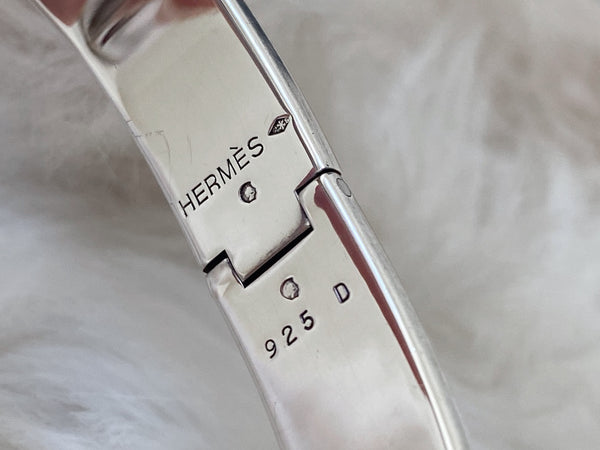 Hermès Solid Sterling Silver & Enamel Clic-Clac Bracelet PM