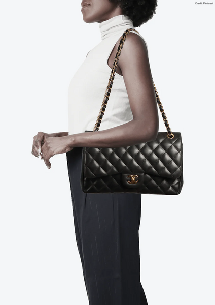 Chanel Black Lambskin Jumbo Classic Double Flap GHW