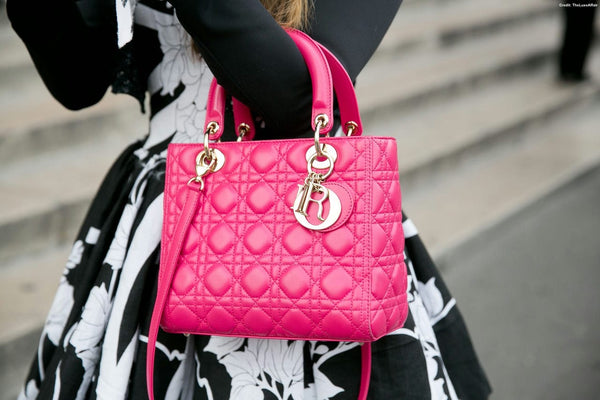 Dior Fuchsia Cannage Lambskin Medium Lady Dior