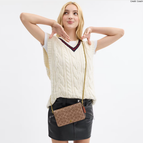 Coach Brass/Tan Caramel Signature Canvas Mila Crossbody | BNIB