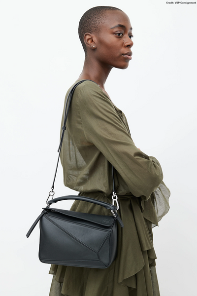 Loewe Black Grained Calfskin Small Classic Puzzle Bag