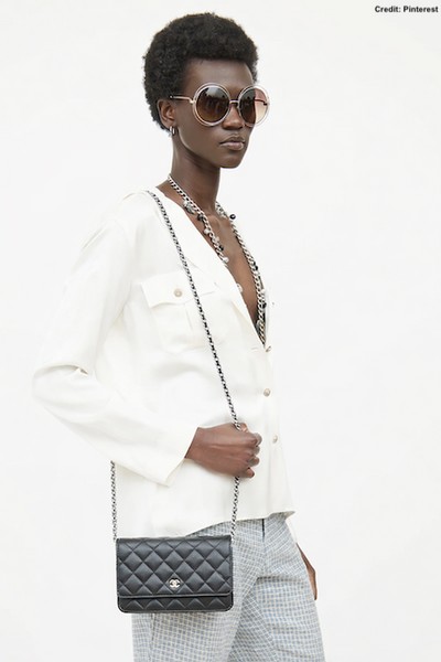 Chanel Black Lambskin Classic Wallet on Chain