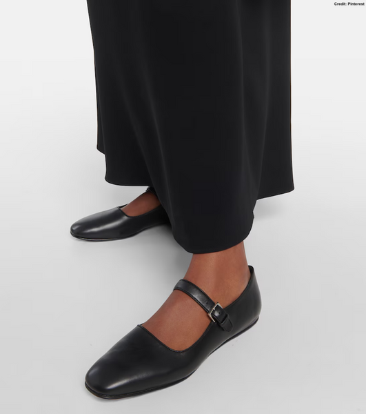 The Row Black Satin Nappa Leather Ava Mary Jane | Sz38