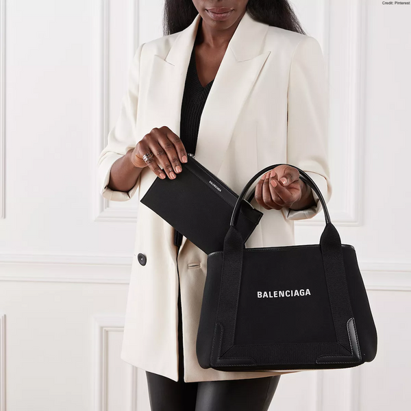 Balenciaga Black Canvas Small Cabas S Tote