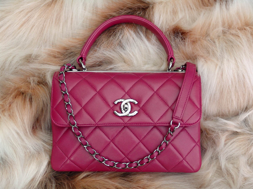 Chanel 2017-2018 Dark Pink Lambskin Small Trendy Flap Bag with