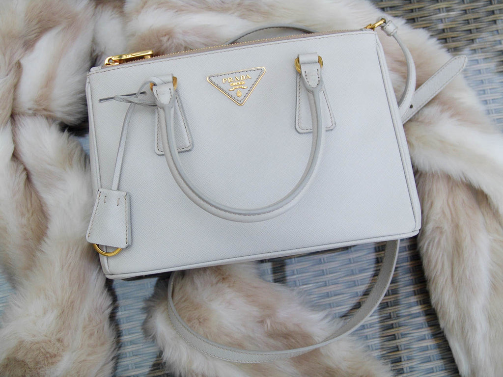 Prada Saffiano Mini Galleria Crossbody Bag, White (Talco)