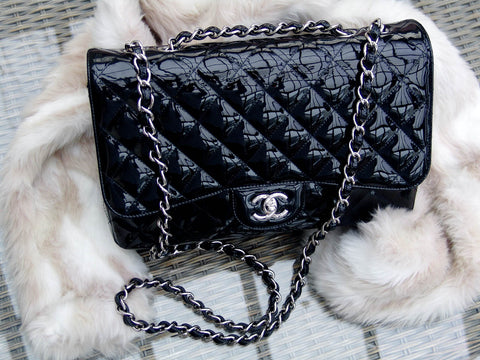 Chanel Black Patent Jumbo Classic Single Flap SHW – My Haute