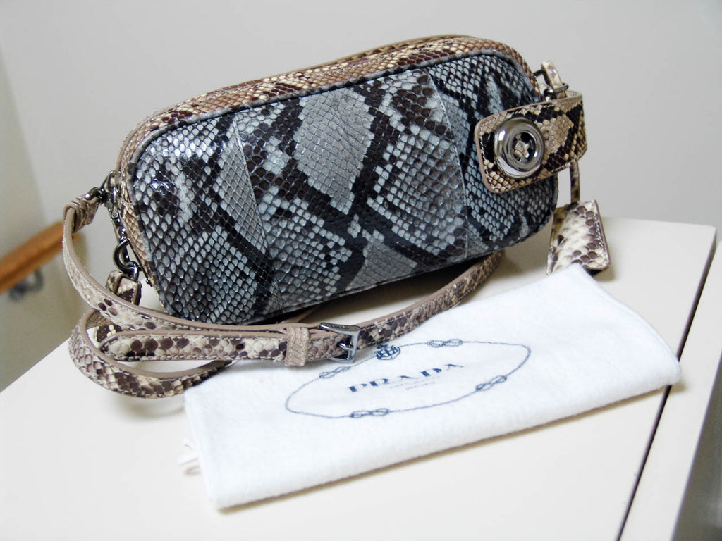 Amazing Prada Milano Metallic Python Cosmetic/Makeup Pouch/Clutch Bag
