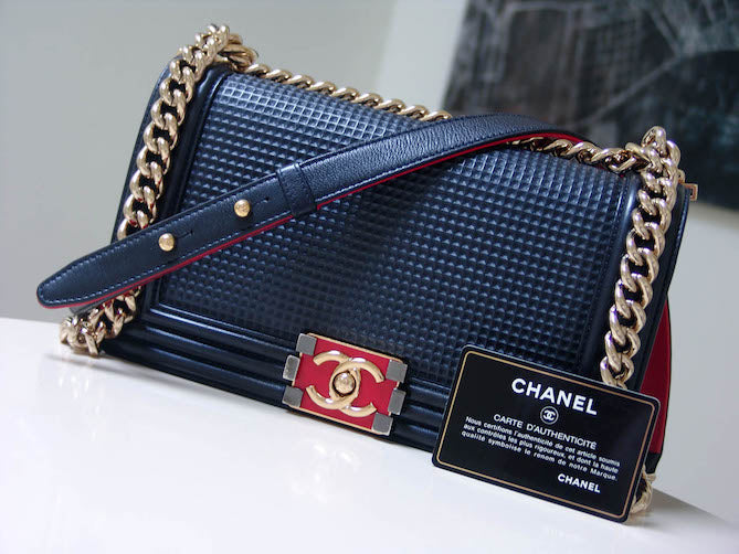 Chanel Red Cube Embossed Leather New Medium Boy Flap Bag Chanel