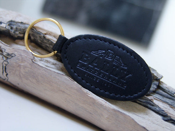 Bally Black Calfskin Leather Keyring