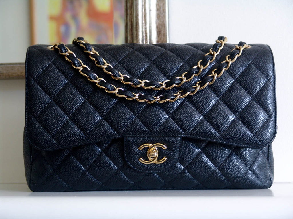 Chanel Black Caviar Jumbo Classic Double Flap GHW – My Haute