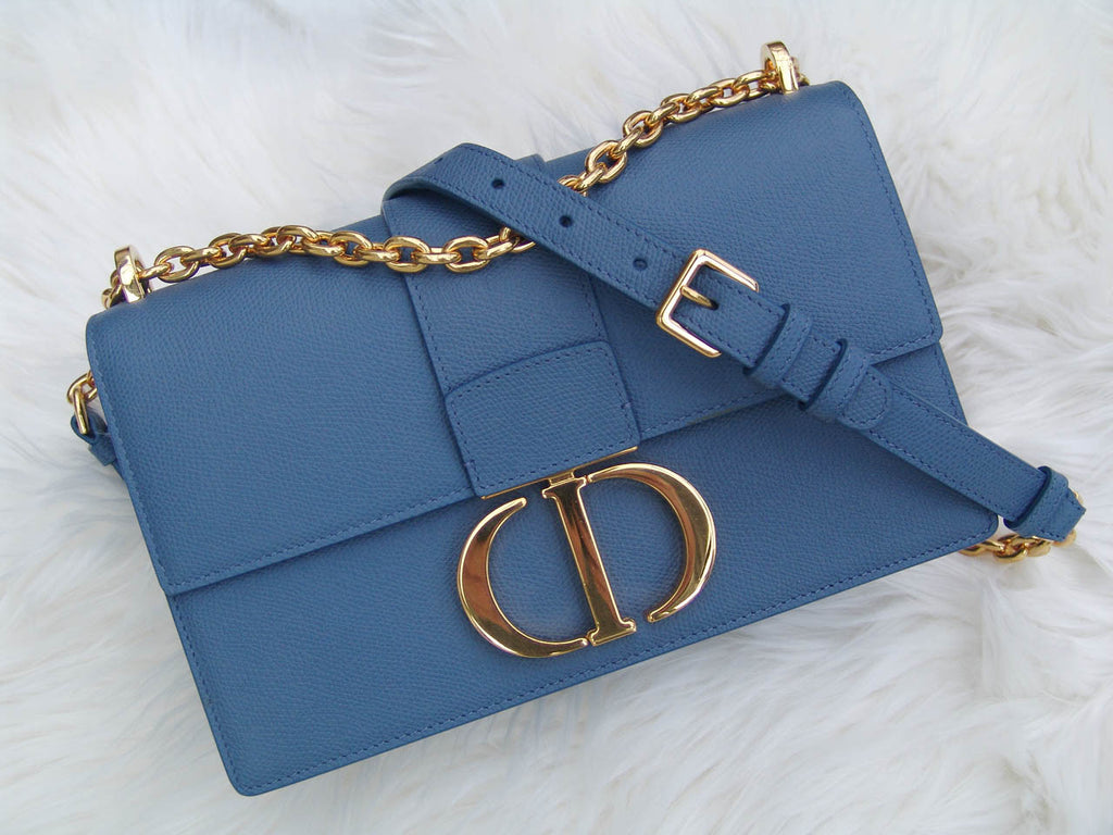 Christian Dior Smooth Calfskin 30 Montaigne Flap Bag Blue