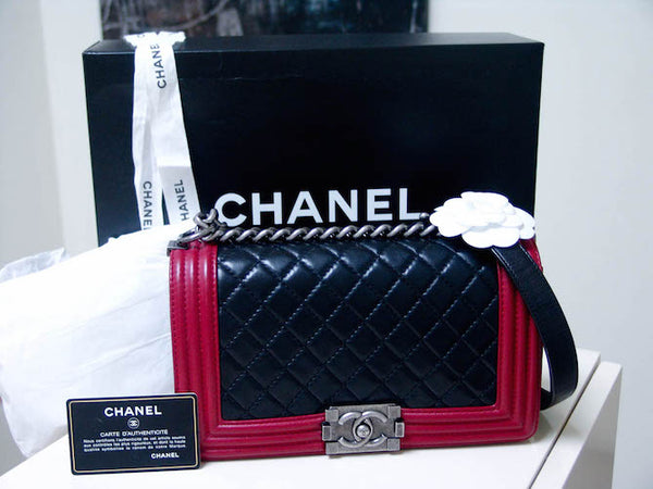 Chanel Boy Bag Lambskin Black & Red