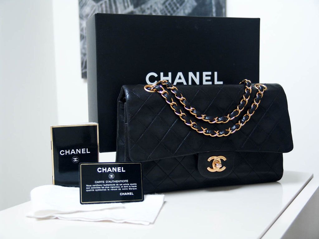 Chanel Black Lambskin Medium Classic Double Flap GHW – My Haute