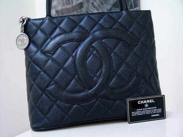 Chanel Black Caviar Leather Medallion Tote