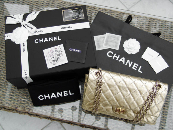Chanel Gold Aged Calfskin 2.55 Reissue 226 Double Flap GHW